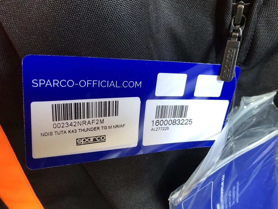 SPARCO THUNDER KART RACING SUIT IN BLACK FLURO ORANGE SIZE MEDIUM WITH CARRY BAG - Image 4 of 4