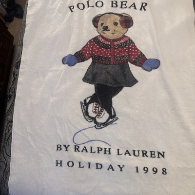 Vintage Ralph Lauren Polo Bear Holiday 1998 Beach Towel USA 35x65
