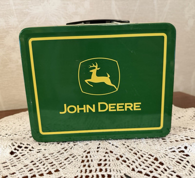 John Deere Green Metal Lunch Box Tin with Handle, Licensed Agriculture Theme