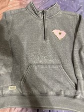 Simply Southern Women s Gray 1/4 Zip Fleece Pullover Sweatshirt SC Logo L