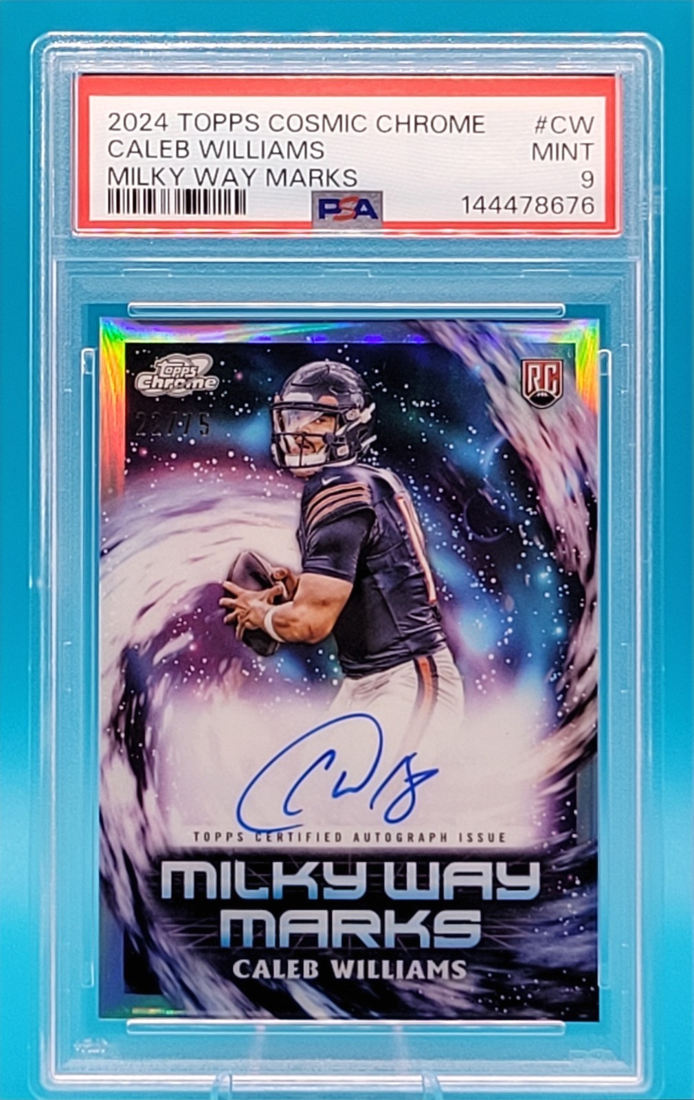 2024 Topps Cosmic Chrome Milky Way Marks Caleb Williams /75 (AU, RC) PSA 9