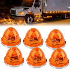 6 Pack Amber LED Watermelon Marker Lights Constant  Strobe Roof Lights 12V-24V