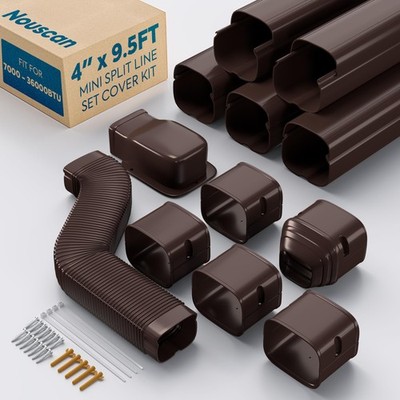 4'' x 9.5Ft Mini Split Line Set Cover with Flexible Duct, Upgrade PP Decorati...