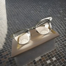 Vintage 1950s Aluminum Cat Eye Eyeglasses Engraved Frames Retro