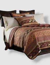 HiEnd Accents Red/Brown Broken Arrow Reversible Southwestern 3pc Quilt Set, King
