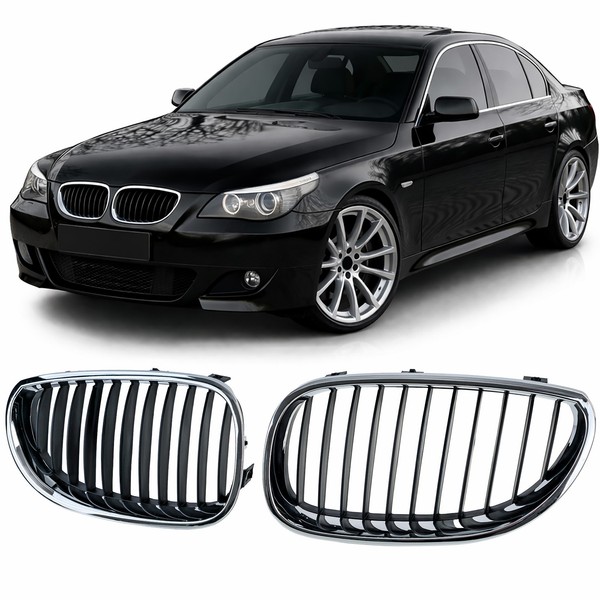 Sport KüHlergrill Frontgrill Schwarz Chrom Passt FüR 5Er BMW E60 E61 2003-2010-image