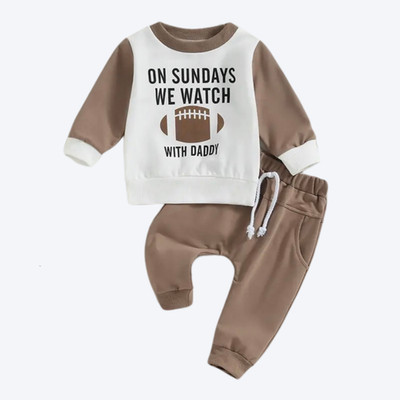 Baby Toddler Boy On Sundays We Watch Football With Daddy Pant Set