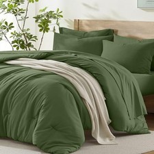 Queen Comforter Set with Sheets, 7 Piece Comforter Set Queen/Full Olive Green