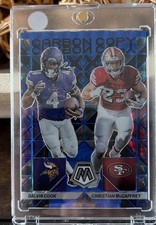 Chris McCaffrey & Dalvin Cook-2023 Panini Mosaic-Carbon Copy Blue Mosaic Przm/99