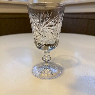 Kusak Crystal Berlin Pinwheel 5 1/4  Wine or Cordial Glasses, 9 Available EUC