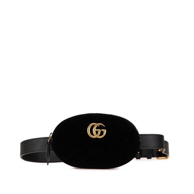 Gucci GG Marmont Waist Bag Body 85/34 476434 Black Velour
