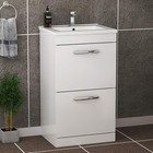 500mm Floor Standing White Gloss Vanity Unit – 2 Drawer Bathroom Sink Cabinet