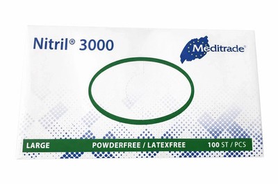 Meditrade Nitril  3000 Einmalhandschuhe Größe L   puderfrei   100 Stück