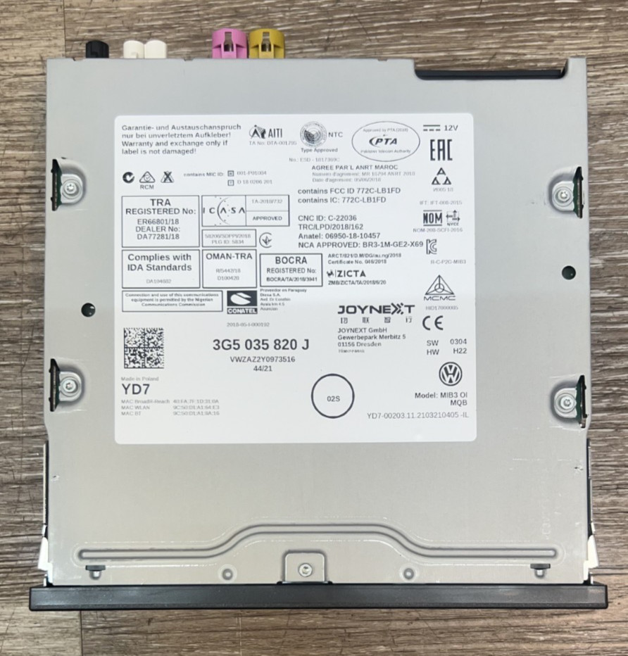 폭스바겐 제어 장치 OEM 부품 번호: 3G5 035 820 J