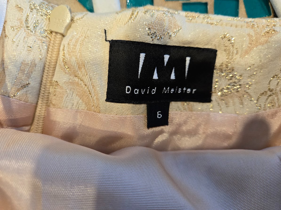 David Meister Cream & Gold Brocade Cocktail Dress - Womens size 6 NEW