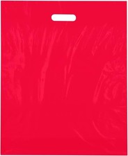 Durable 15x18 Red Die Cut Handle Bags - 50 Plastic Shopping Bags