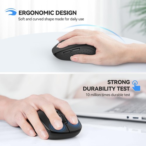TECKNET Bluetooth Mouse, 4000DPI Wireless Mouse for Laptop 2-in-1(BT 5.0/3.0+... - Picture 4 of 9