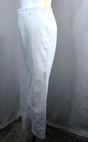 International Concepts Womans White Eyelet Pants/Trousers Tapered Ankle Lined 34 - Picture 10 of 16