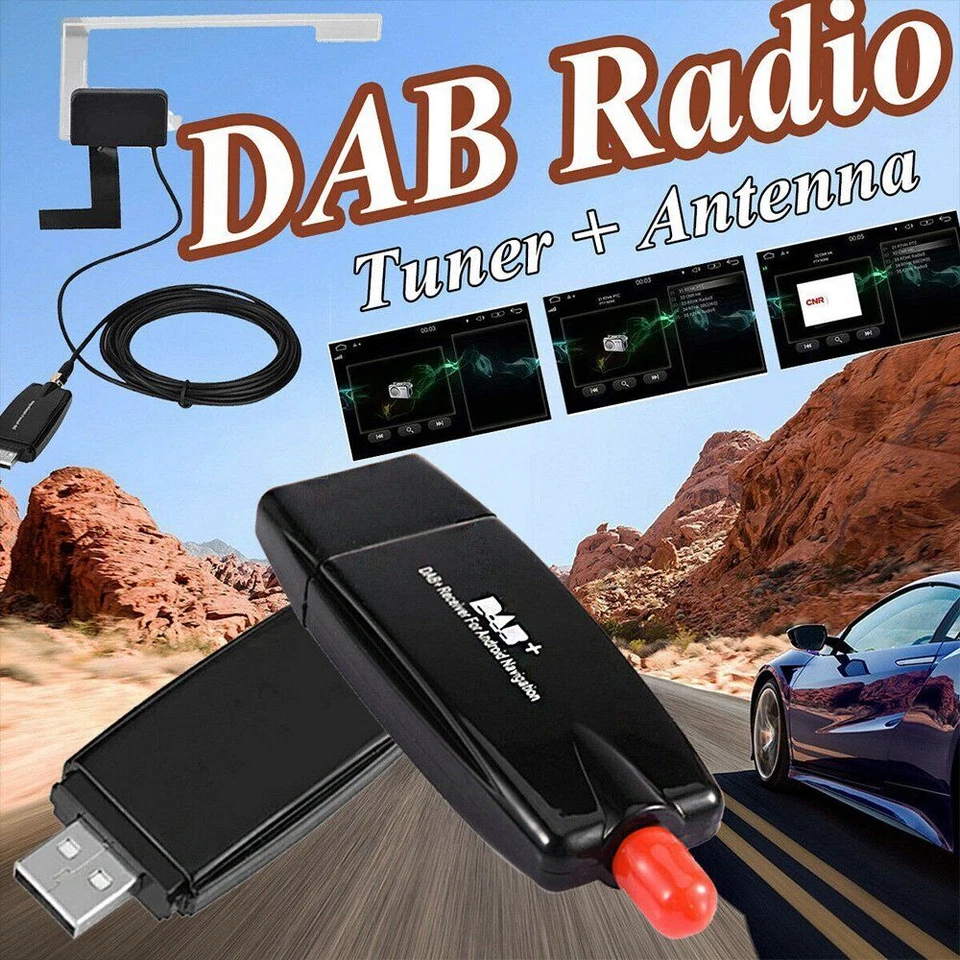 DAB+ Caja Antena con Adaptador USB Receptor Para Android Radio Coche Reproductor GPS