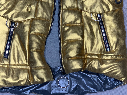 Jacke Kinder Gr. 116 Gold Kapuze Mädchen Mantel - Bild 8 von 15