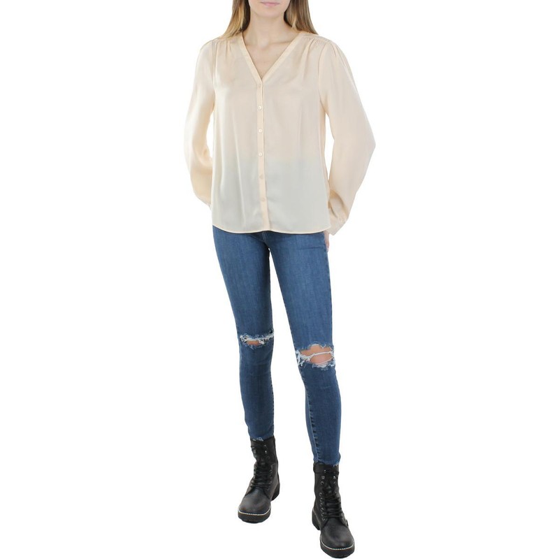 NYDJ Womens Satin V Neck Shirt Blouse BHFO 2994 NYDJ Womens Satin V Neck Shirt Blouse BHFO 2994