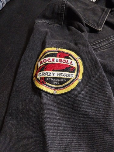Vtg. Crazy Horse Denim Jacket Womens Size M Black Moto Asymmetrical Zip - Picture 4 of 7