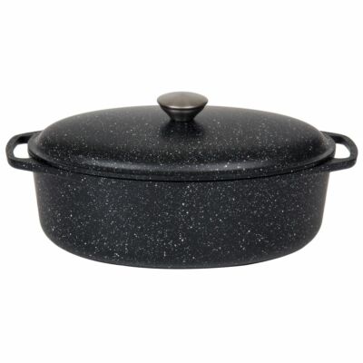 SSW Rosso Schlemmerbräter Aluminium-Guss Bräter mit Deckel, Stone-Look, 4 l