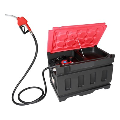 #ad Portable Diesel Tank 48 Gal Fuel Tank with 12V Electric Transfer Pump Red $485.29