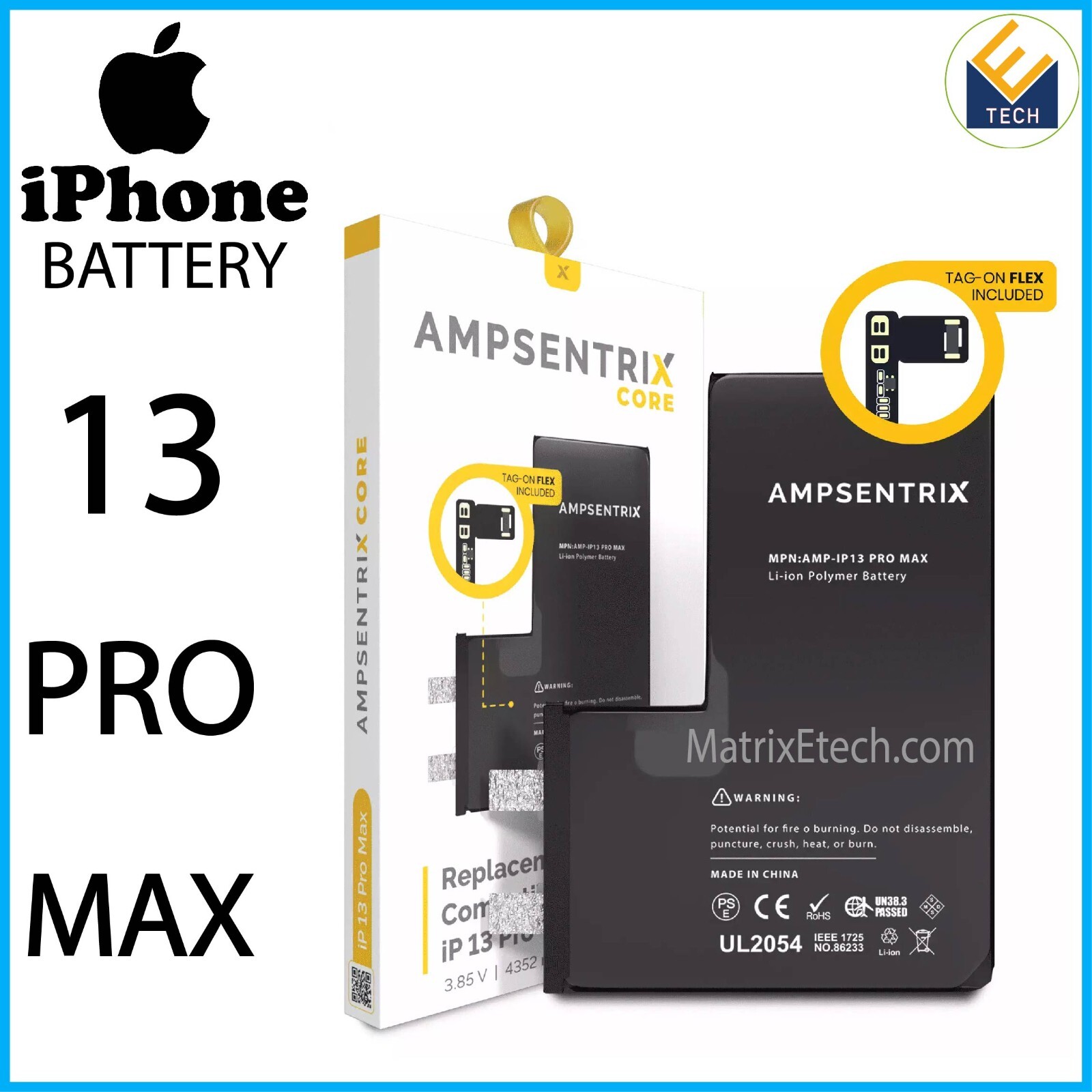 iPhone 13 Pro Max X Core Replacement Battery with Tag-On Flex-image