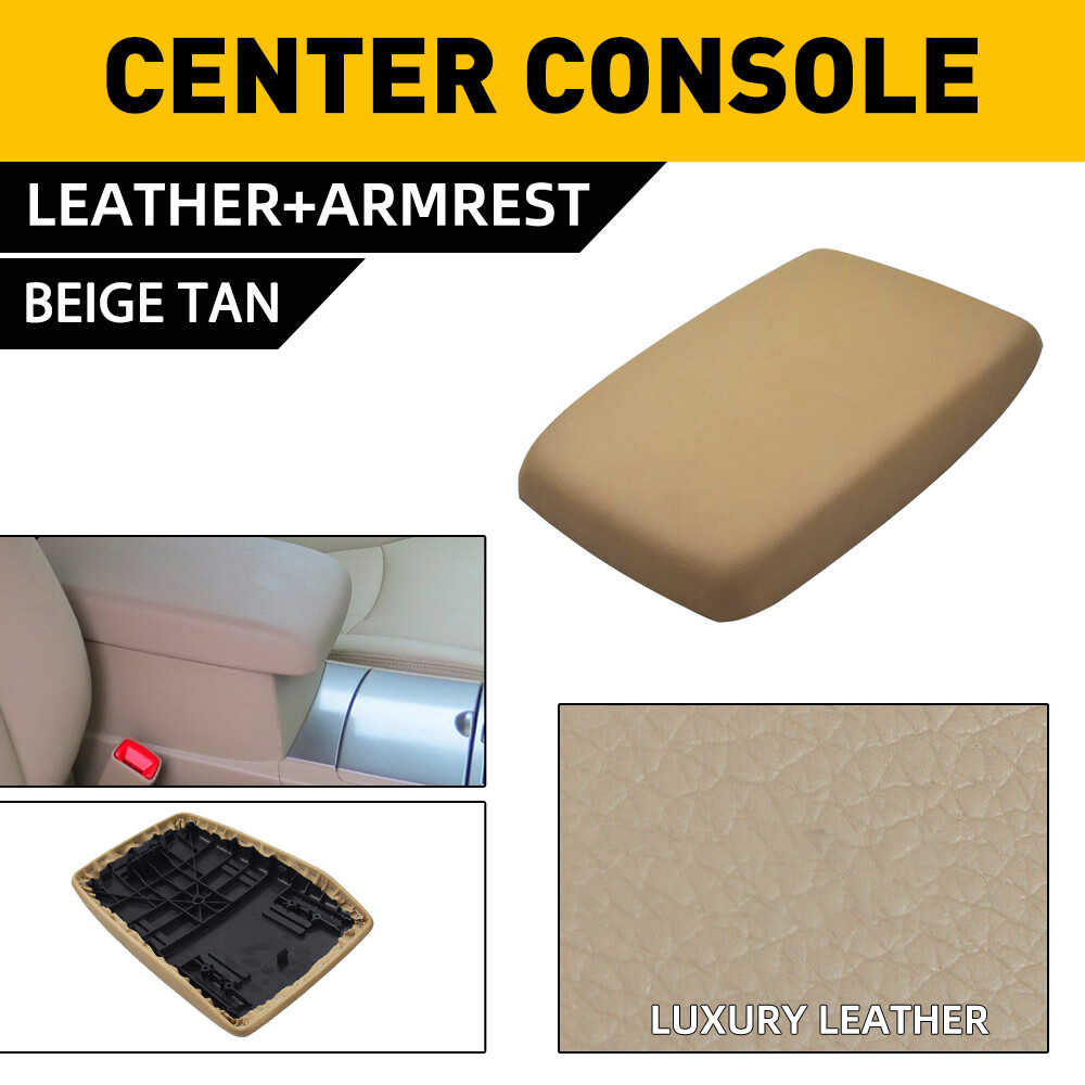 Fits 2008-2013 Toyota Highlander Leather Console Lid Armrest Beige Cover Tan