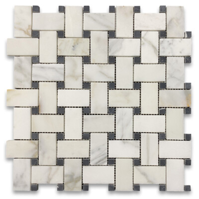G651XH Calacatta Gold Calcutta Marble 1x2 Basketweave Mosaic Tile Honed