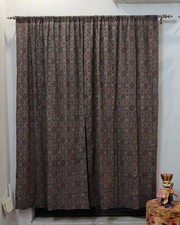 Tende lunghe in cotone con stampe Ajrakh set 2 pannelli soggiorno e camera da letto
