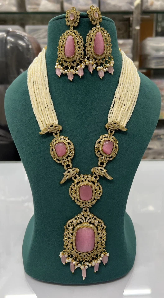 Винтажный стиль жемчуг бисером ожерелье и серьги комплект, золотистый ожерелье - Изображение 2 из 4