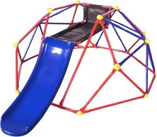 6FT Metal Climbing Dome Climber w/Slide Climbing Holds, Outdoor Playset for Kids