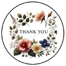 THANK YOU FLORAL ENVELOPE SEALS LABELS STICKERS PARTY FAVORS