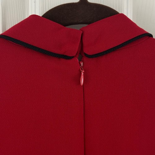 Ann Taylor Vintage Red Black Trim One Piece Suit Dress Women's Size 8 Petite - Picture 8 of 12