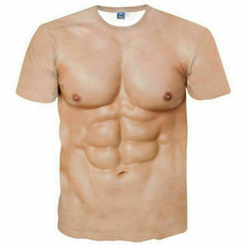 Men Hot Fashion 3D T-Shirt Women Funny Hairy Chest Print Casual Short Sleeve Tee - Picture 16 of 16