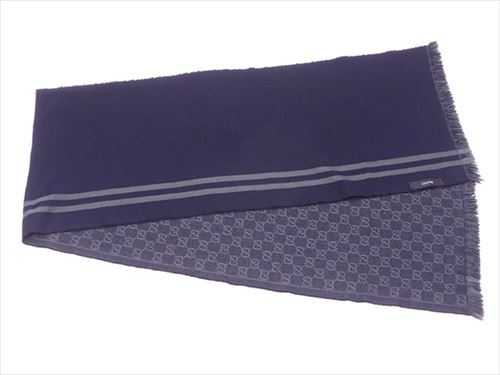 argue ストール SQUARE WOOL GAUZE STOLE NAVY Wool 2-way Large