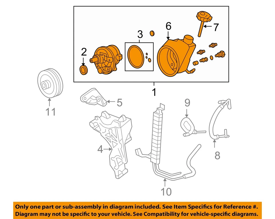 Used Power Steering Pump fits: 2011 Chevrolet Tahoe new style smooth door skin 5 - Image 3 of 4