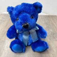 First  Main Rainbow Bear Blue 1362 Plush 6" Bow Stuffed Animal