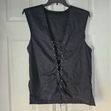 Handmade Black women's front corset style gothic vest