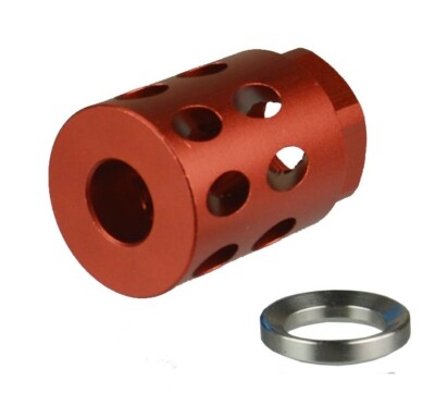 Red 1/2x28 TPI Al 6082 T6 Slant Ports Muzzle Brake Compensator