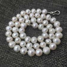 Natural White 7-10mm Akoya Freshwater Pearl Necklace 14-50'' 925 Silver Clasp