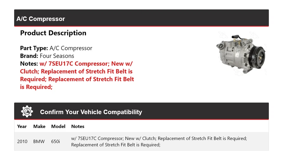 Compressor AC para 2010 BMW 650i 4 estações - Imagem 2 de 4
