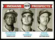 1979 Topps #705 Indians 1979 Prospects (Alfredo Griffin / Norrid / Oliver)