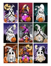 9 Halloween Gnomes Collage Sheet Scrapbooks Junk Journals Card Making 276NJ