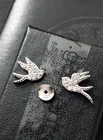 925 Sterling Silver Swallows CZ Stud Bird Earrings + Gift Box FE-023 Christmas