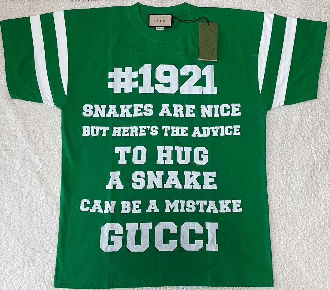 GUCCI Logo Letter Print T shirt Green Short sleeve Unisex size S