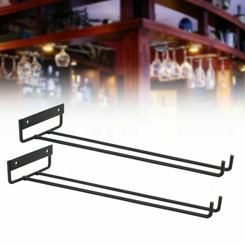 2× Cabinet and Bar Wine Glass Holder Hanging Rack Storage Rail Low Profile - Picture 8 of 9