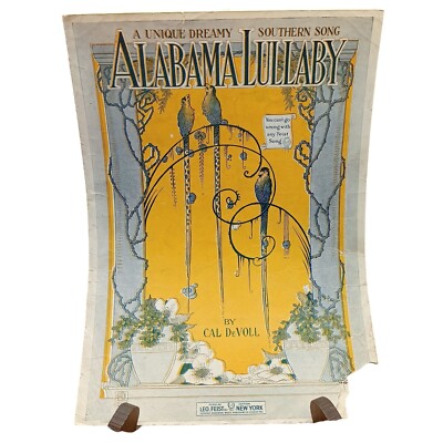 Vintage Sheet Music, Alabama Lullaby Unique Dreamy Southern Song by Cal DeVoll